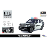Scale Police SUV Toy Car with sound features and in 1:16 model scale, perfect for kids 3 years and older.